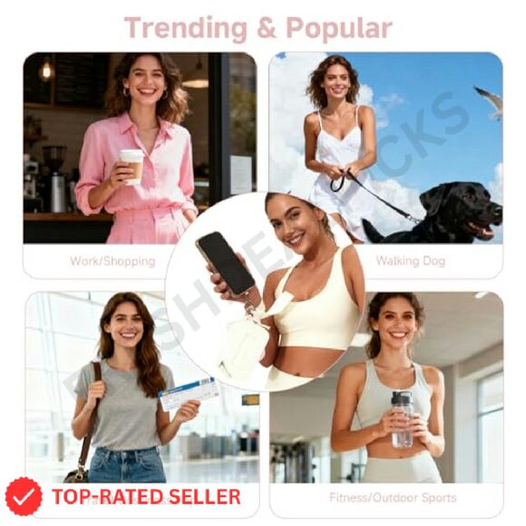 Phone Wrist Strap Dual Pouch Wristlet Wallet RFID ID Window Coin Pouch Keychain - Picture 7 of 8